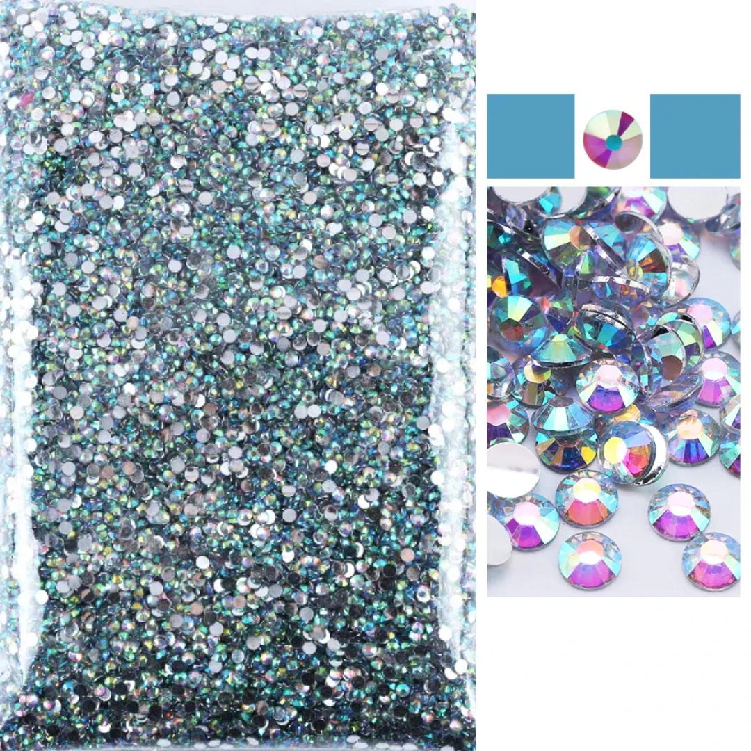 5888 Uds. Diamantes de imitación de 2mm, resina AB, fondo plateado brillante, purpurina, Strass plano para decoraciones para fiesta de boda DIY, arte de uñas
