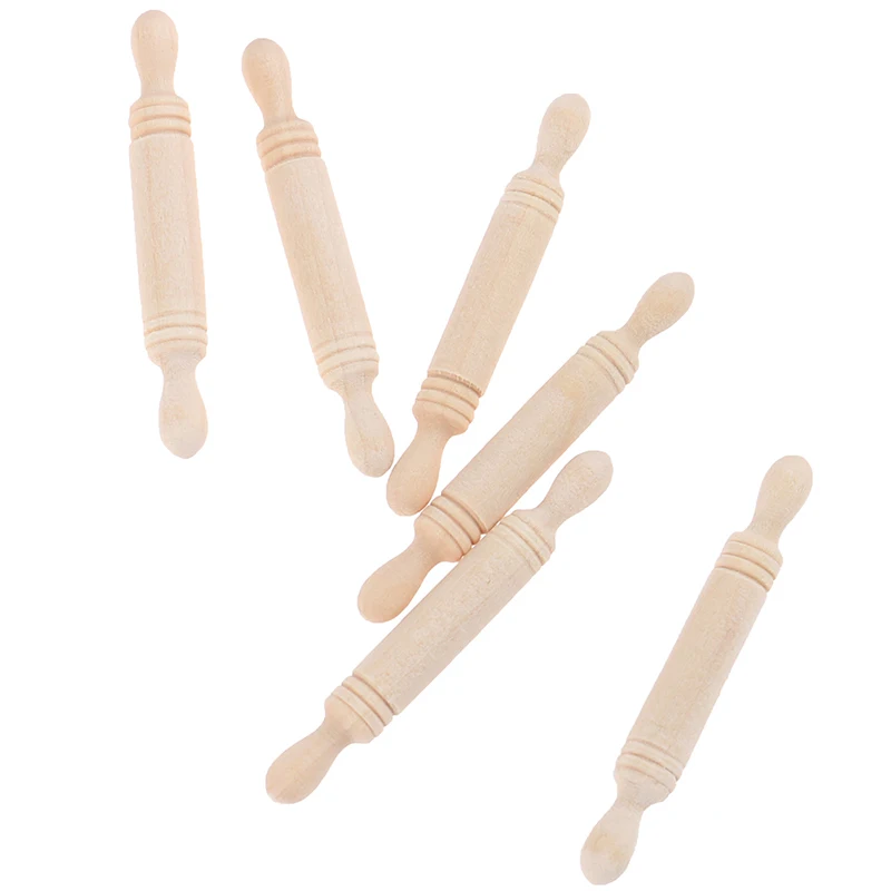 

/Kb/6pcs/set 1:12 Dollhouse Miniatures Wood Rolling Pin Model Kitchen Accessories