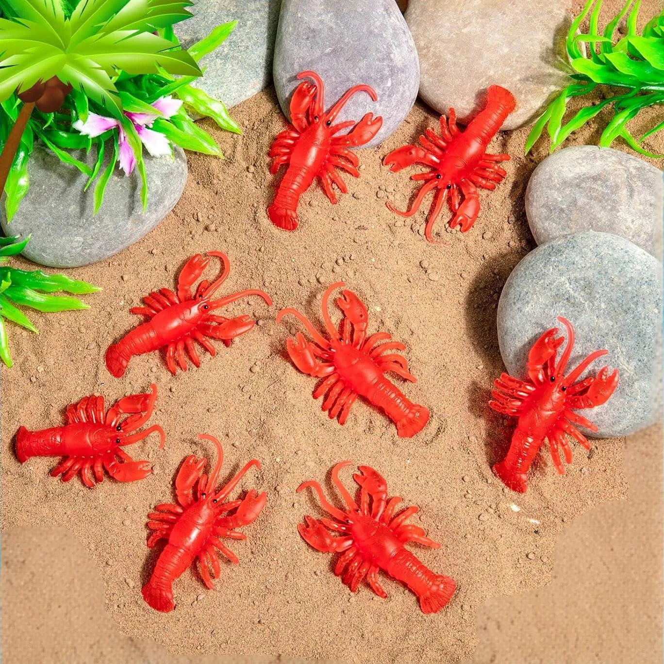 10 قطعة زينة جراد البحر الصغيرة الأحمر لينة TPR المطاط جراد البحر نماذج زينة الحفلات DIY بها بنفسك الجنية حديقة الزجاج الحاويات