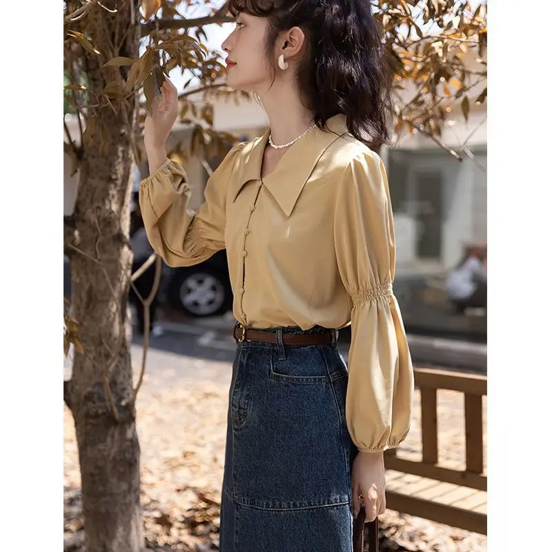 

Рубашки с длинным рукавом, женские хлопковые однотонные облегающие рубашки с воротником-стойкой, элегантные, женские, красные, весенние, офисные, повседневные, качественные, эластичные