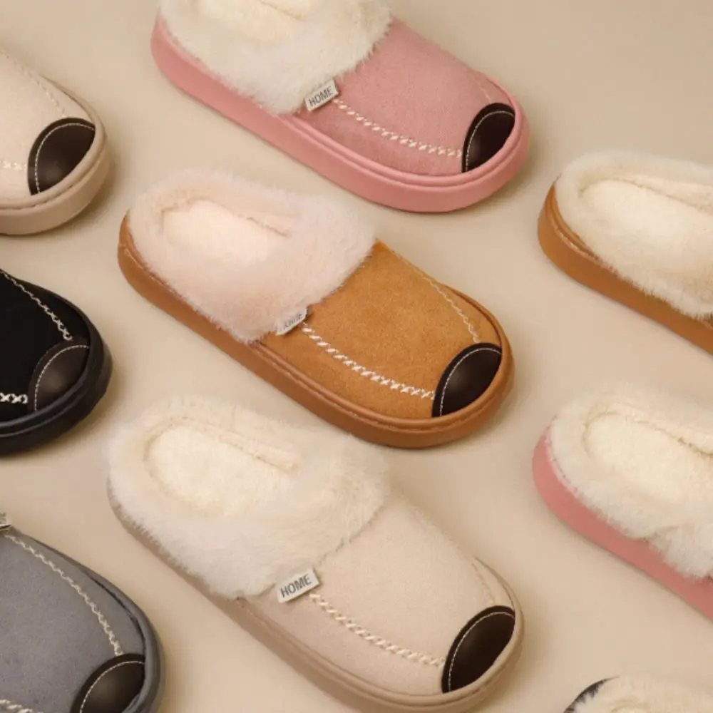 سميكة وحيد فروي النعال الحراري رقيق Homewear أحذية الشتاء شبشب منزل زوجين النعال المنزل المضادة للانزلاق أفخم نعال تدفئة