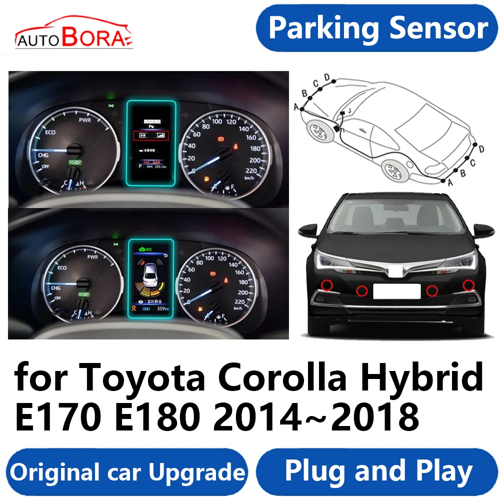 

AutoBora OEM Parking Sensor Buzzer System Reverse Backup Accessories Plug and Play for Toyota Corolla Hybrid E170 E180 2014~2018