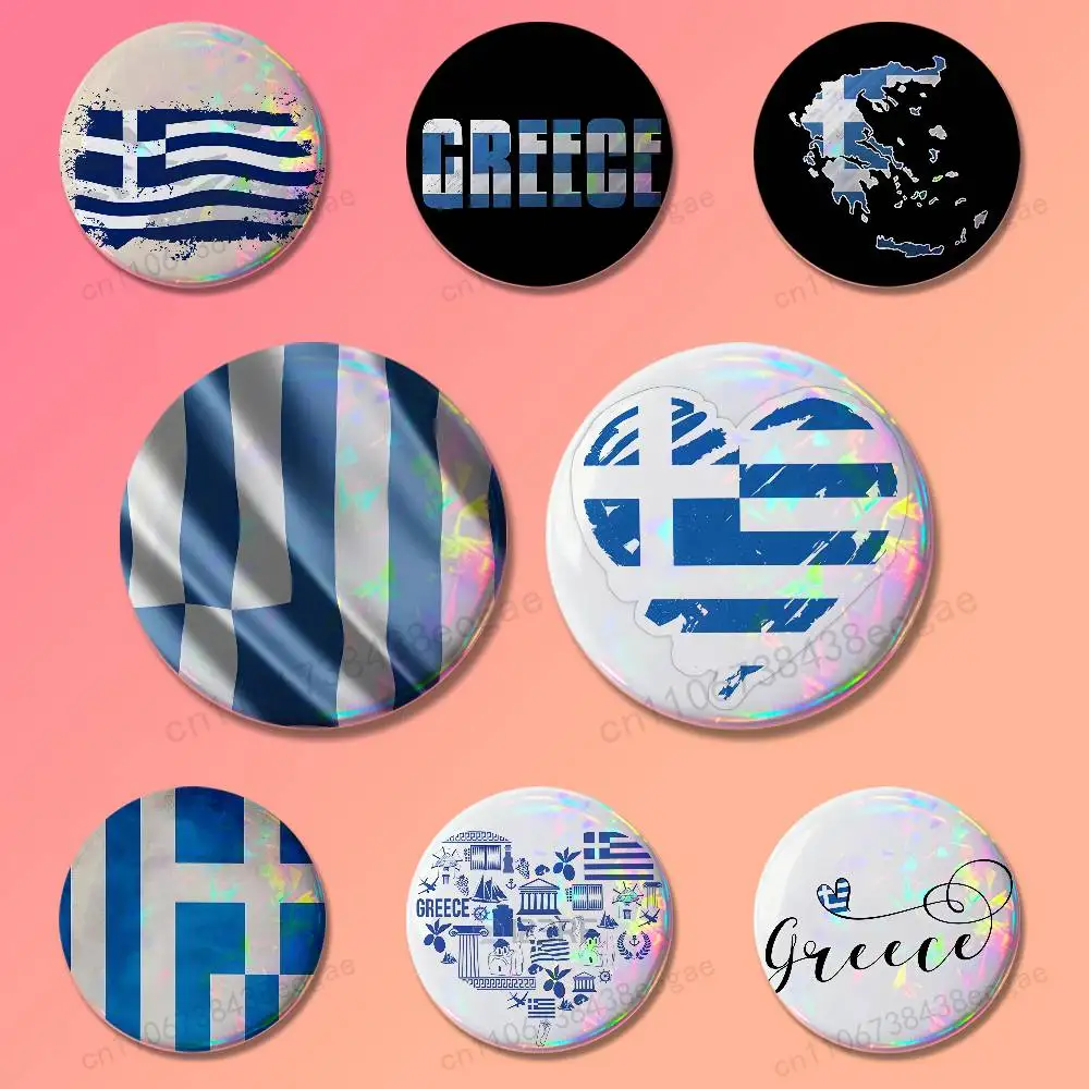 

Greek Art Greece Flag Badges 25 32 44 58 75 mm Brooch Fashion Jewelry Decor Clothes Hat Accessories Badge Lover Gifts