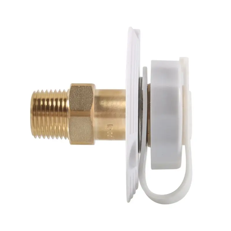CYL-RV Water Inlet Connection City Water Fill Inlet Flange Brass with Check Valve RV Water Hose Connector White