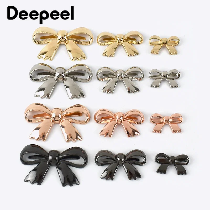 10Pcs Deepeel Metal Bow-knot Buckles Shoes Handbag Leather Crafts Clasps Clothes Decor Labels DIY Luggage Hardware Accessories