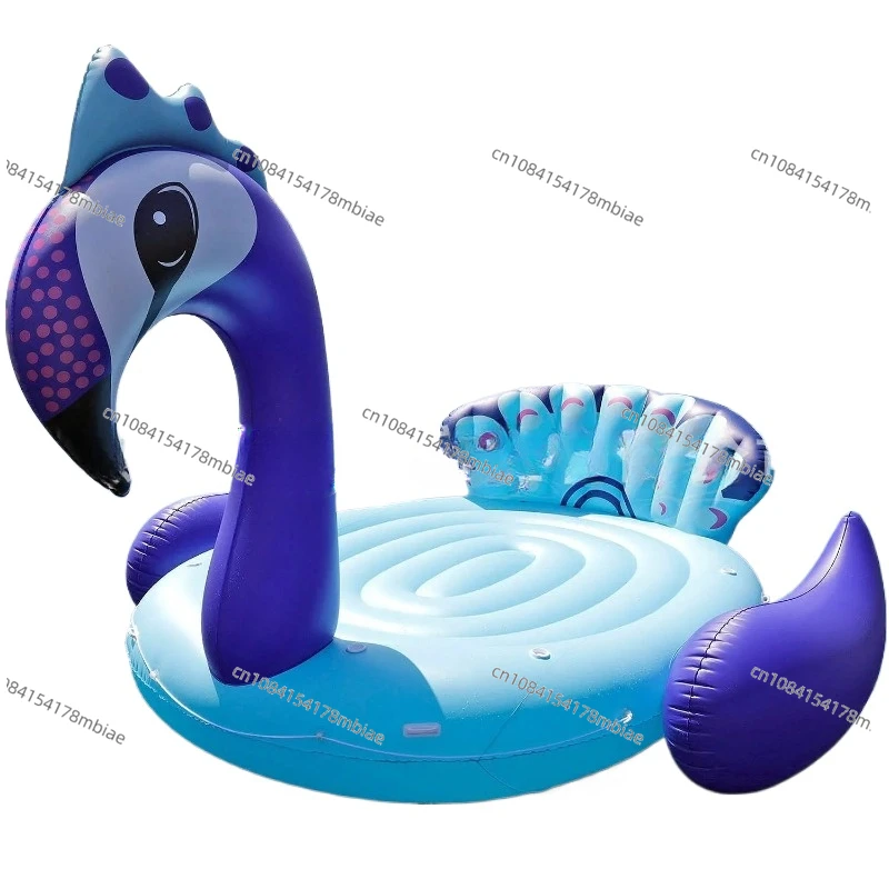 Manufacturer directly supplies large 6-person inflatable flamingo floating island unicorn water to Shanghai Island floating raft