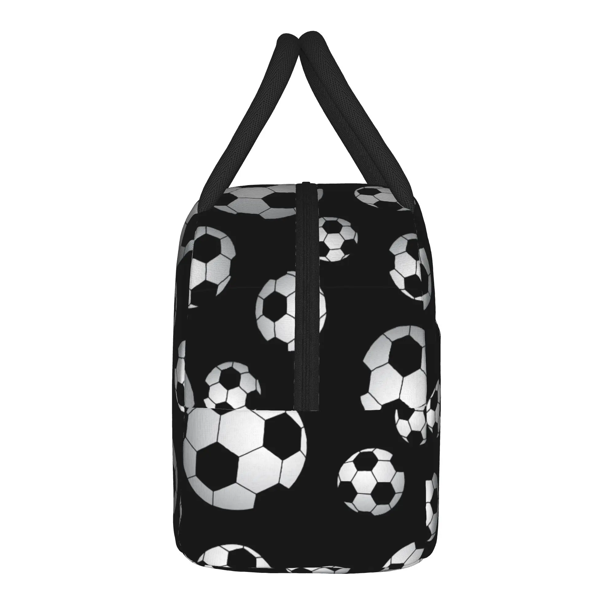 Soccer Pattern Insulated Lunch Bags High Capacity Football Balls Sports Lunch Container Cooler Bag Lunch Box Tote College Travel