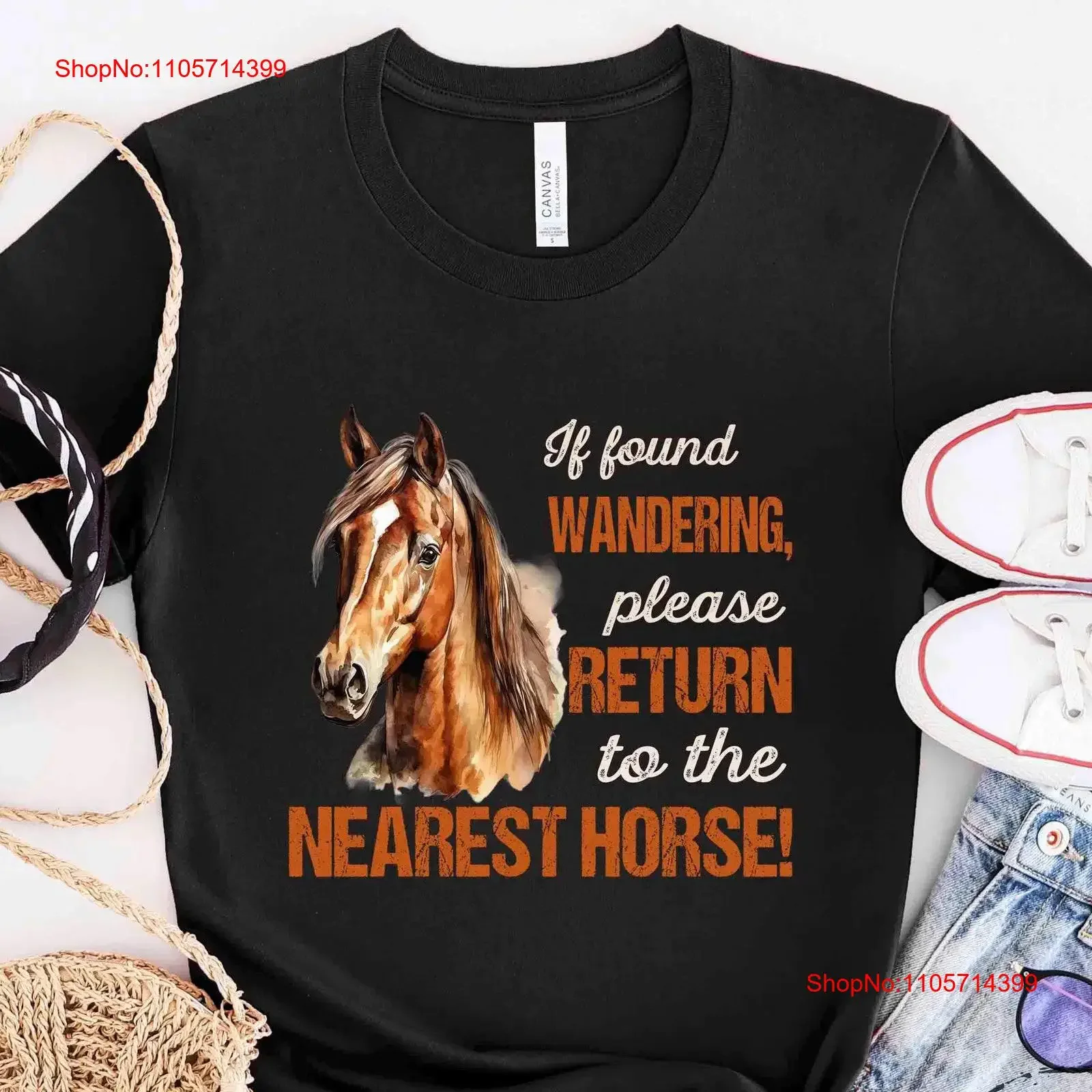 Horse T Shirt If Found Wandering Please Return To The Nearest Lover Rider Owner HOR233F01 vintage Washed Comfortable fashion