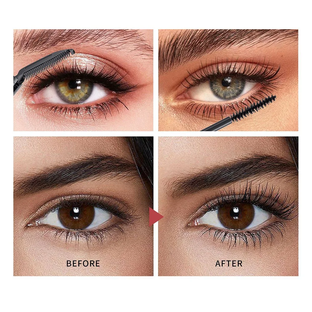 Mascara impermeabile a lunga durata Inchiostro nero Ciglia impermeabili Trucco Fibra di seta Mascara arricciacapelli facile da rimuovere 24 ore di usura