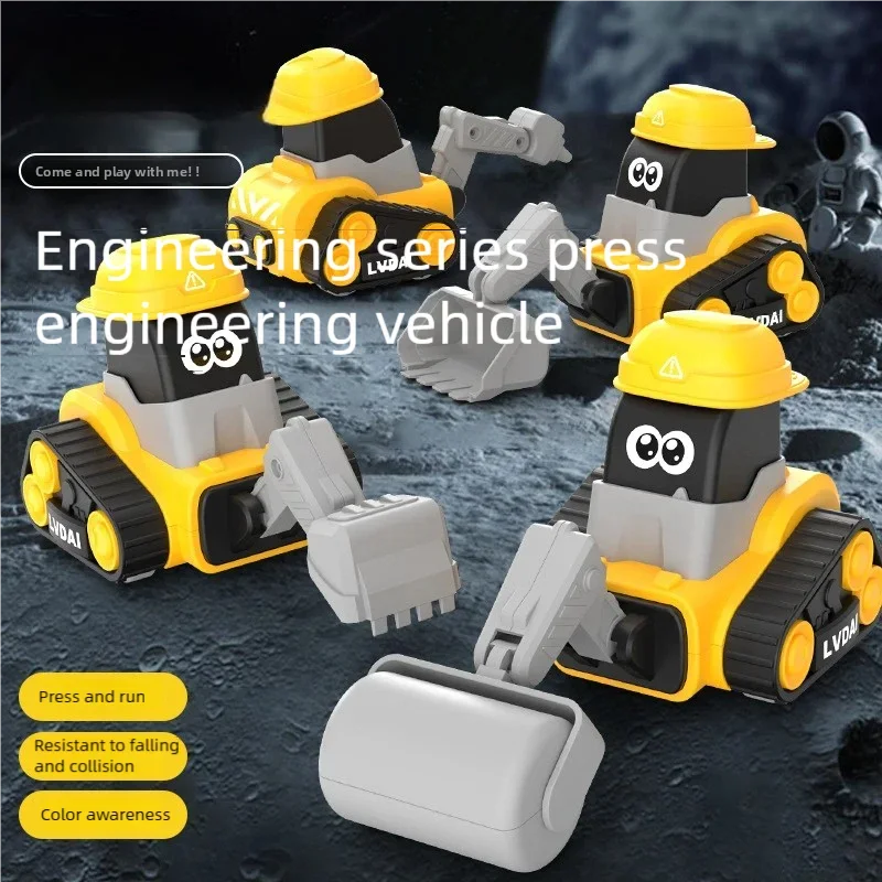

Press & Go Cartoon Engineering Vehicle Toy Set, ABS Plastic Construction Truck for Kids, Press and Run Excavator Bulldozer, Fall