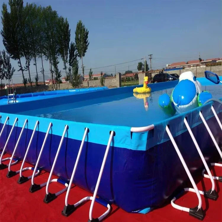 Hot Sale PVC Inflatable Water Park Game Equipment Rectangle Metal Frame Outdoor Swimming Pool