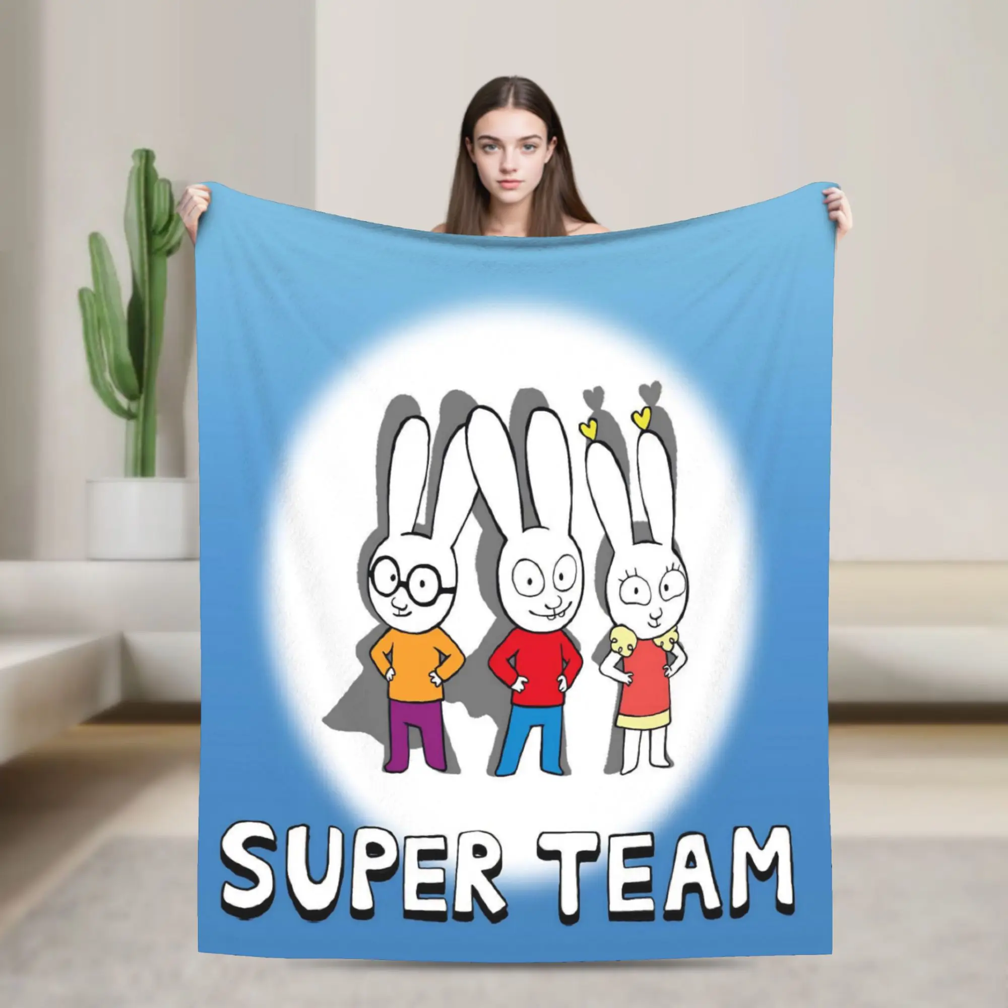 Simon Super Rabbit Blanket Soft Coral Fleece Plush Comfortable Present  Throw Blanket Bedspread