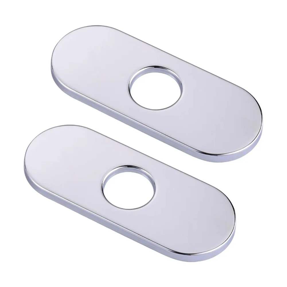 2Pcs 304 Stainless Steel Kitchen Sink Faucet Hole Cover Deck Plate For 1 Or 3 Hole Installation Black Chrome Finish