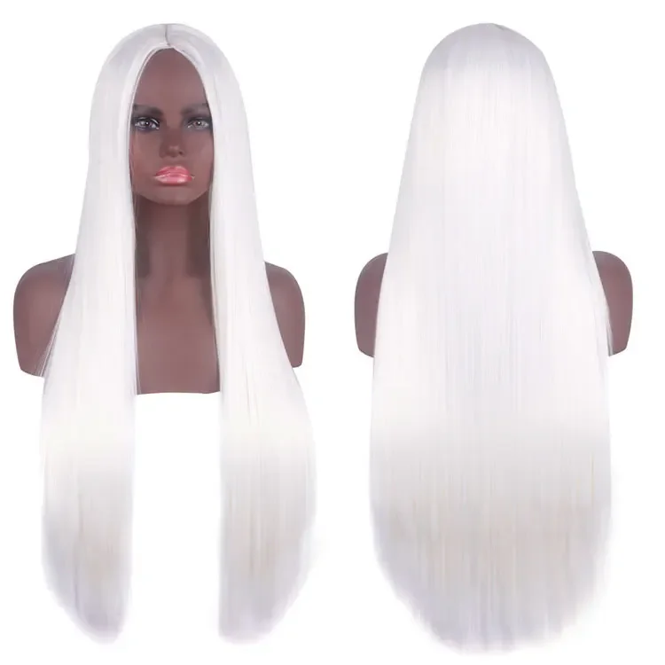 Synthetic Cosplay Wig Universal Middle Part Natural Scalp Black Long Straight 80CM Anime Costume Party Hair Wholesale