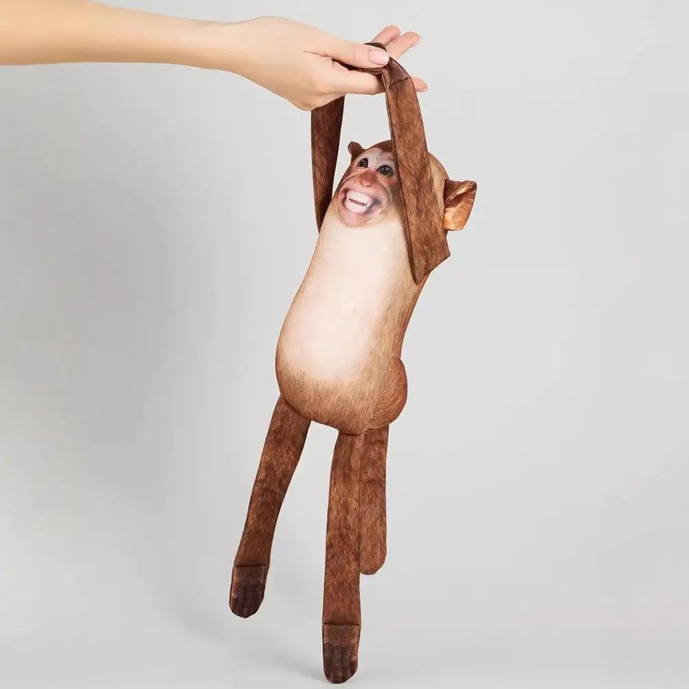 Divertente scimmia peluche cuscino burattino a mano simpatico peluche con bocca aperta regalo bavaglio