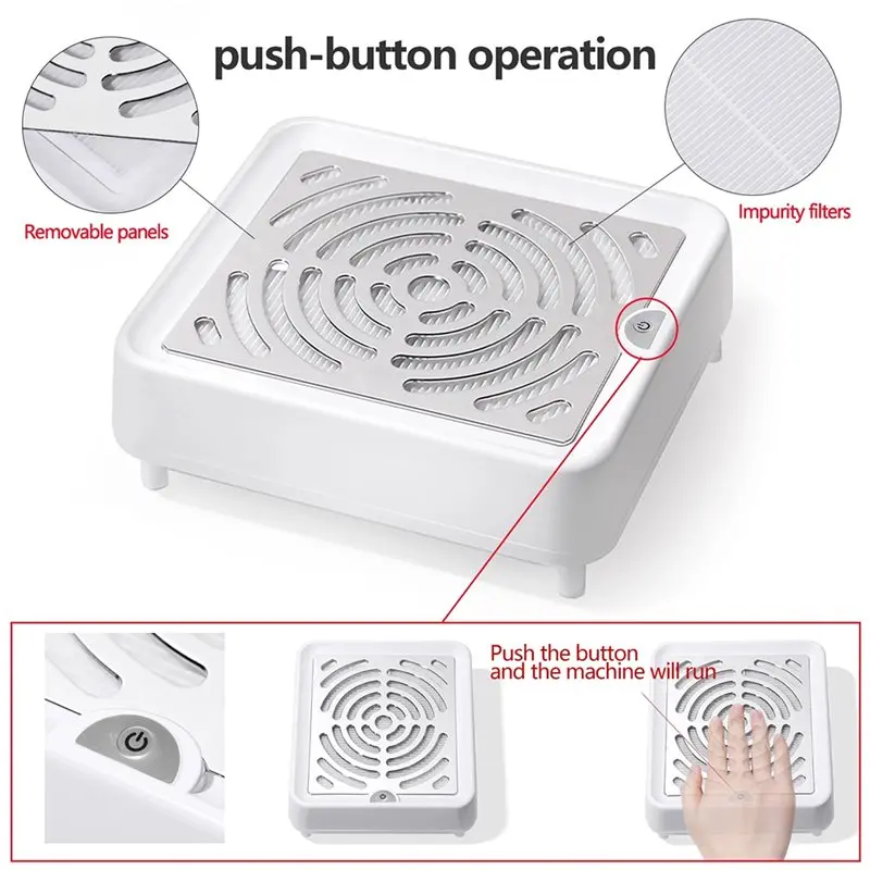 AB68 Vacuum Dust Cleaner Machine High Speed Nail Art Efficient Nail Dust Extractor For Manicure Salon Collector Gel Nails EU EU