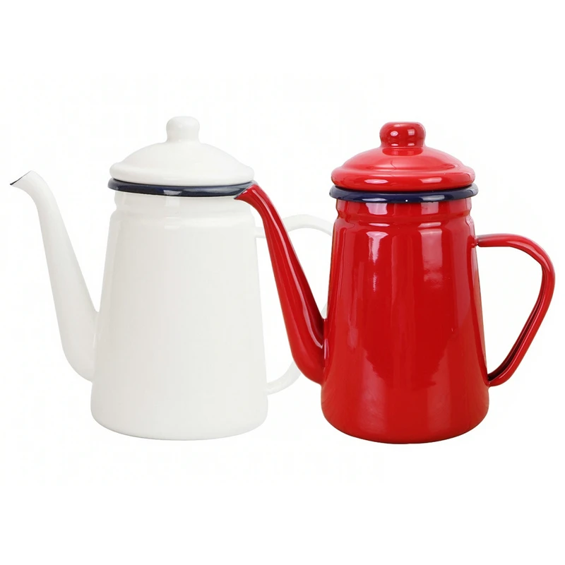 

1.1L Creative Enamel Coffee Pot Portable Teapot Office Kettle Barista Milk Water Jug Pitcher For Gas Furnace Cooker