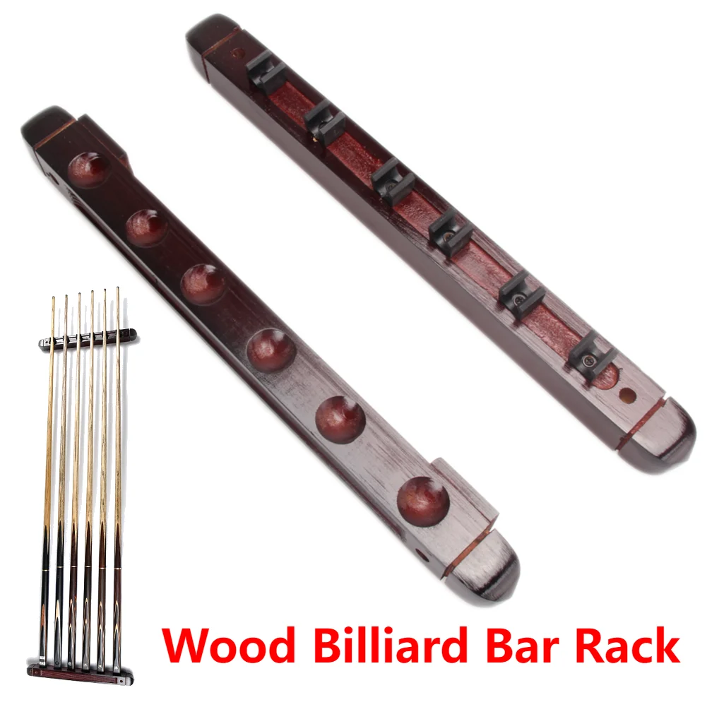 

Wood Billiard Sticks Holder Wall-mounted 6-slot Snooker Rod Hanging Bracket Professional Tools for Billiard Lovers