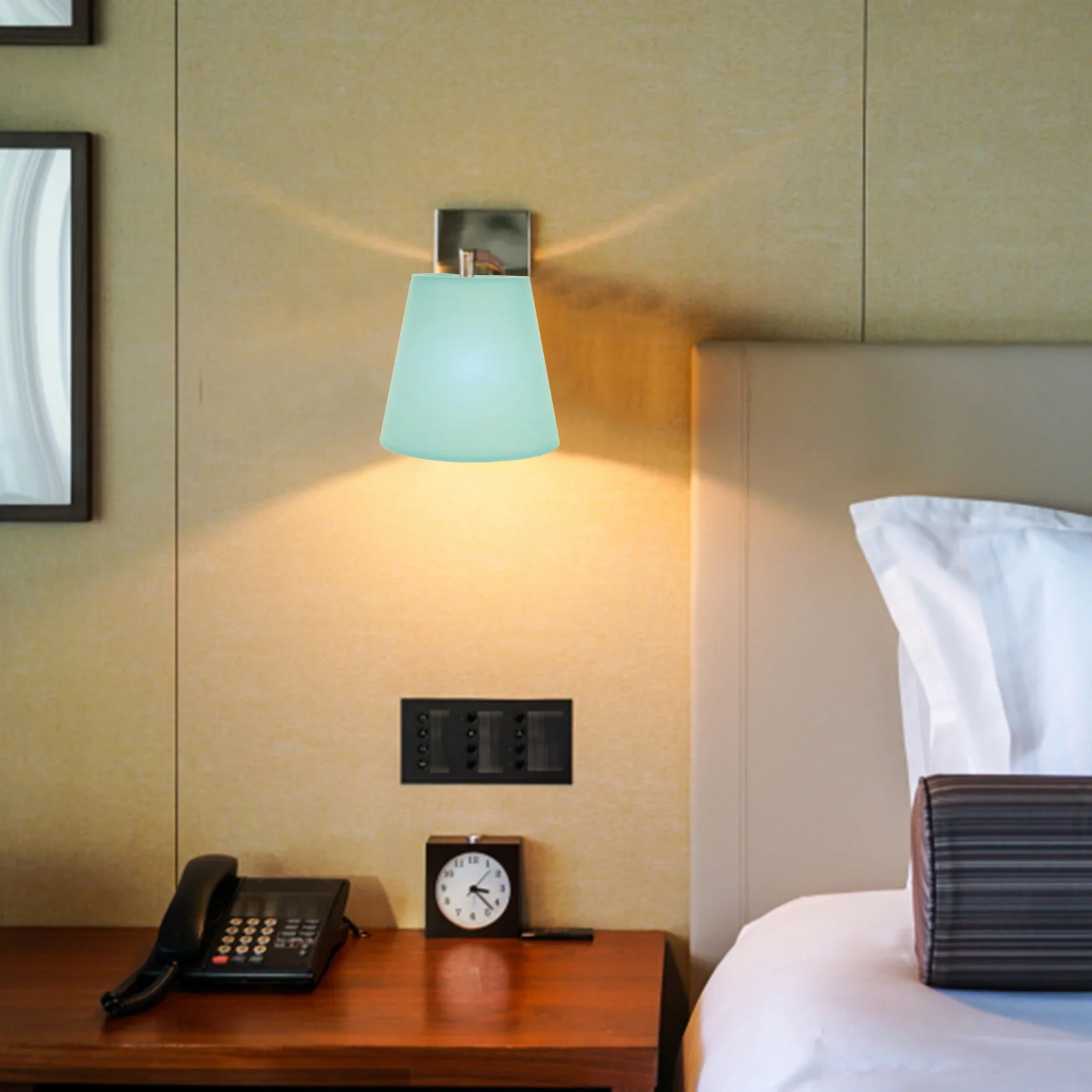 

Linen Lampshade Sky-Blue Cylindrical Fabric Shade For Ceiling Hanging Floor Desk Light Replacement Cover Home Hotel