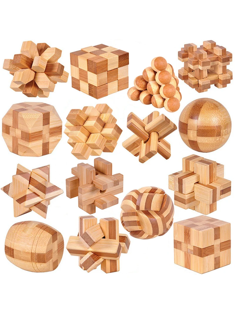 Petit casse-tête Lu Ban Lock IQ, jouet éducatif pour enfants, jouets de déverrouillage Kong Ming en bois, jeu de Puzzle 3D Montessori pour adultes