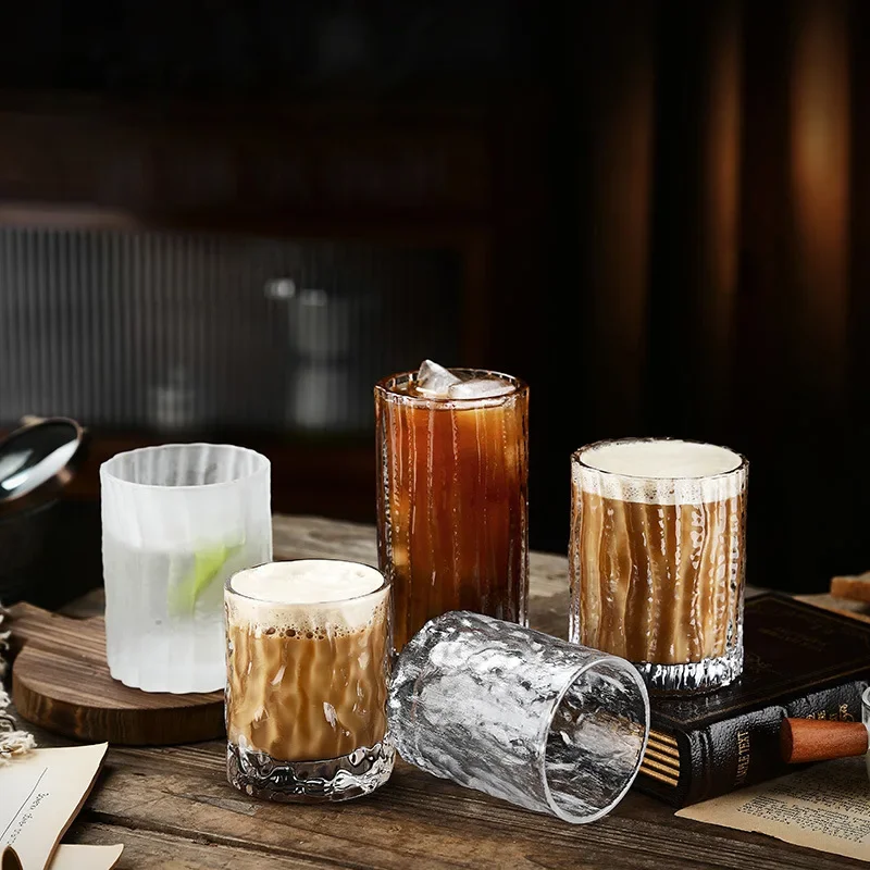 Japanese Style whiskey glass 220ML Ripple pattern Old Fashioned Glass  Kitchen Glasses for Cocktail, Iced Coffee, Beer, Ice Tea