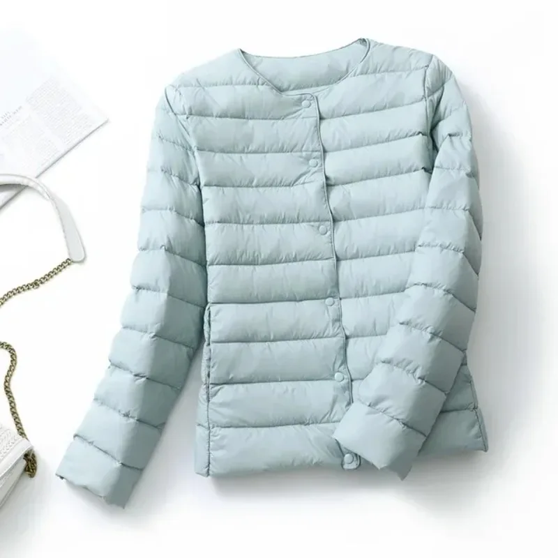 Neue Frühling Winter Frauen Liner Warme Daunen Jacken Ultraleicht Kragen Tragbare Weibliche Gepolsterte Parkas Oansatz Puffer Mantel