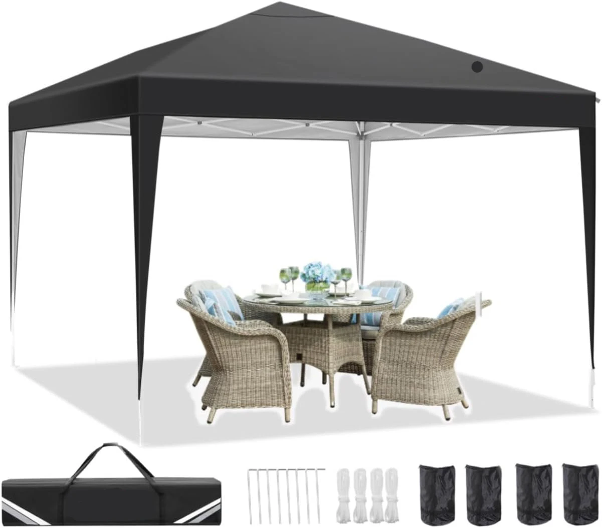 

10x10ft Ez Pop Up Canopy Tent UPF 50+ Waterproof Outdoor Canopy Instant Portable Camping Awning Gazebo For Commercial Sun Shade Shelter For Party Backyard With 4 Sandbags