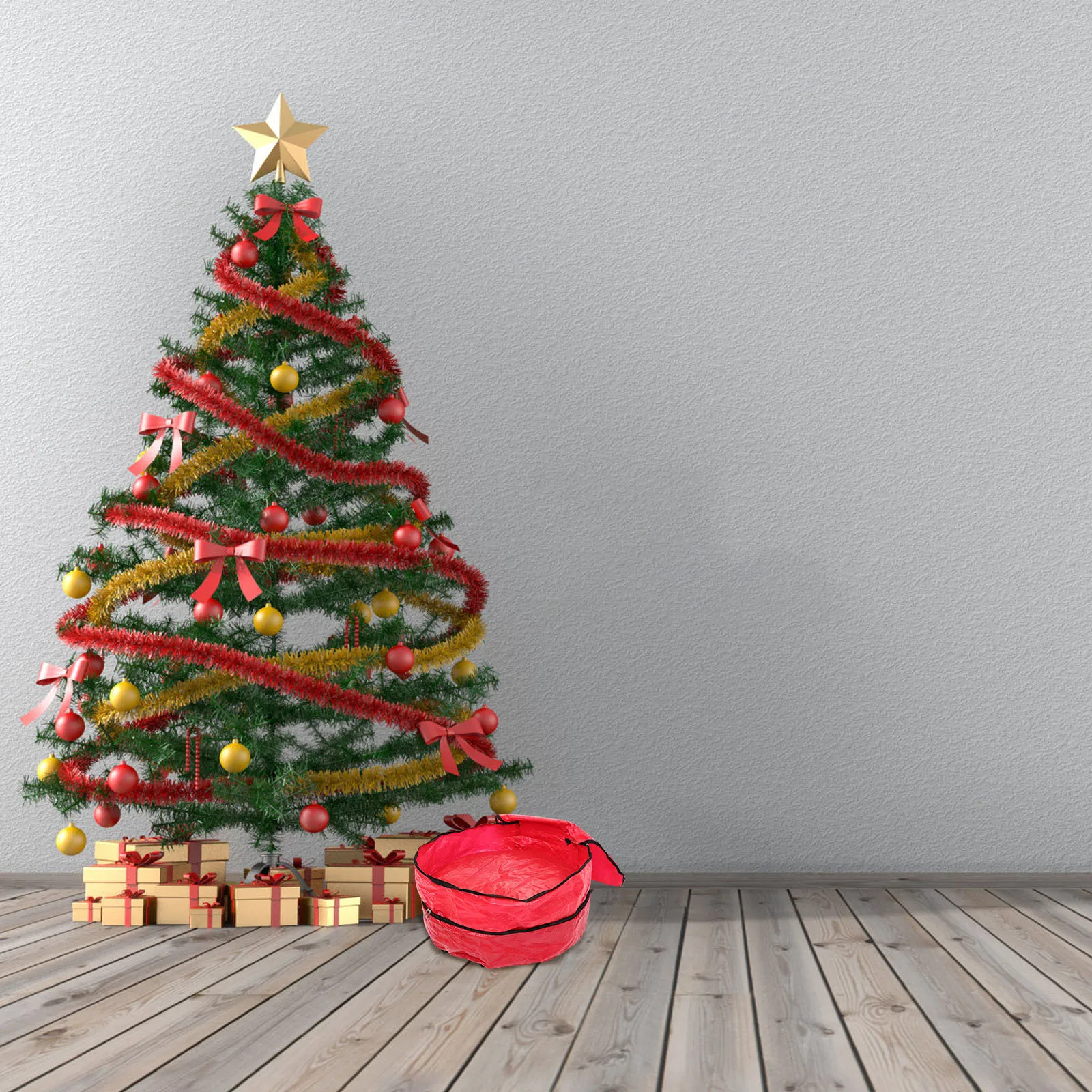 

Double Layer Christmas Wreath Storage Bag Round Design Pouch for Garland and Gifts Large Capacity Waterproof Foldable