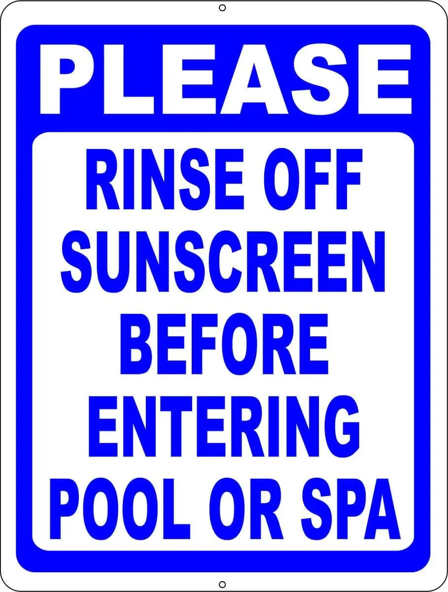 1p, enjuague de la protección solar antes de entrar en la piscina o los carteles de seguridad de Spa (X103) letreros de estaño de Metal es señal de precaución de seguridad para interiores