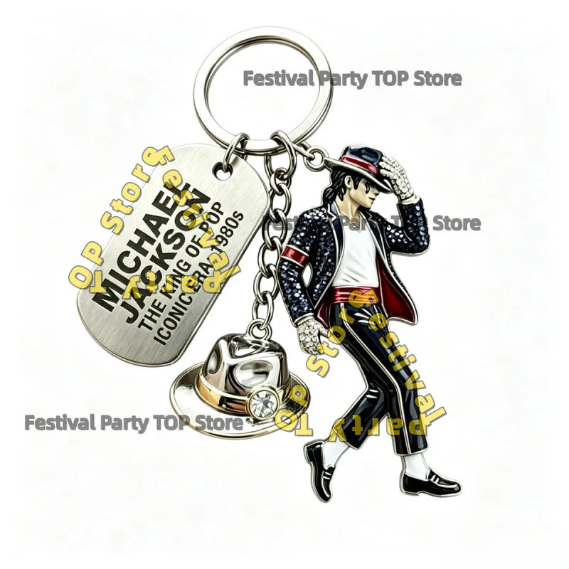 New Michael Jackson King of Pop Action Figure Doll, Punk Enamel Stickers, Pendant Necklace & Keychain Gift Set for Fans Party