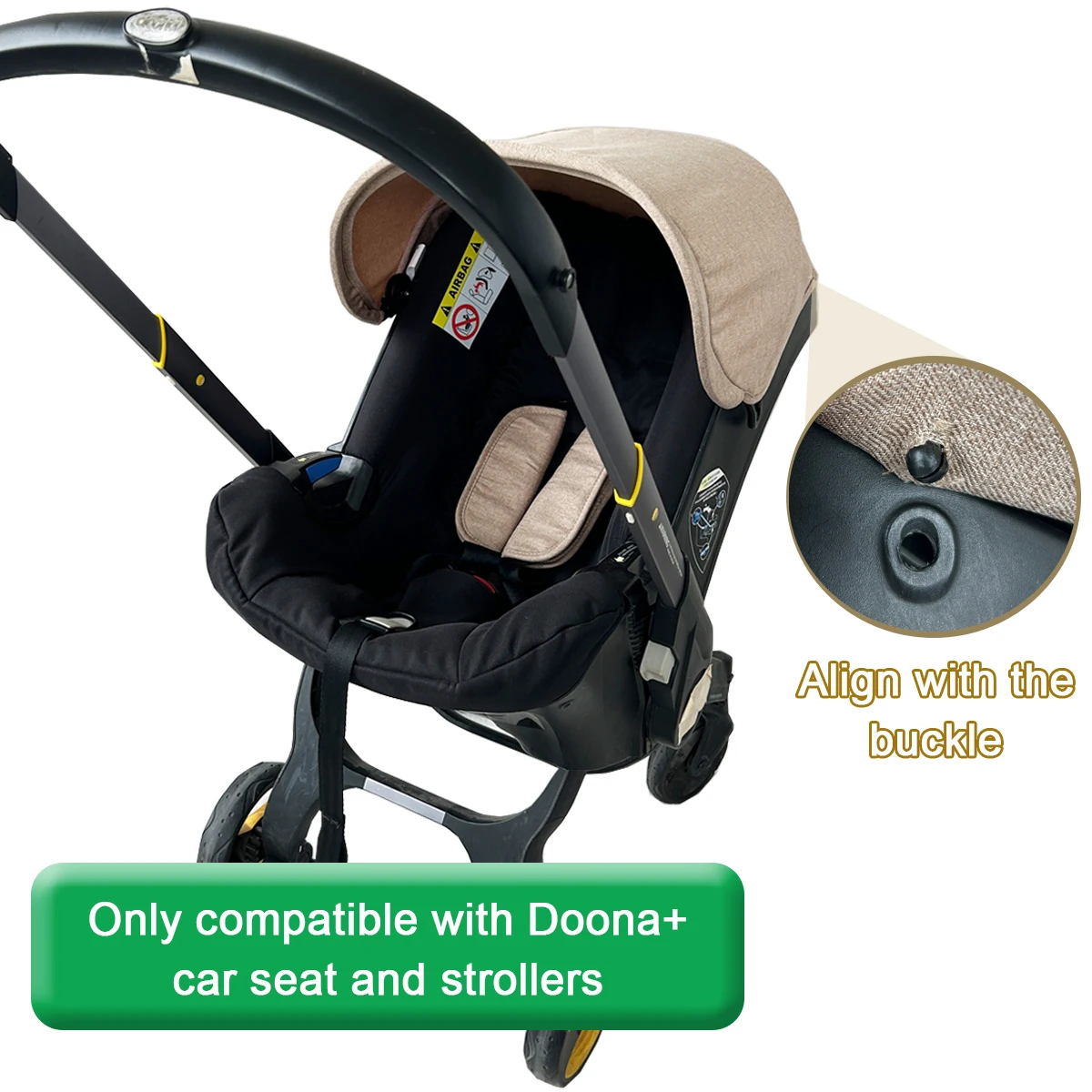 MomTan Ersatz-Set für Doona+ Autositz und Kinderwagen, Kinderwagen-Zubehör Sitzkissen, Verdeck & Schulterpolster – Detail 2