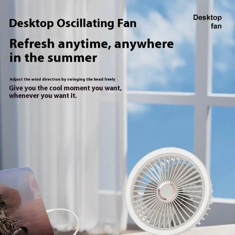 Portable Rechargeable Clip Fan USB Powered 3 Speeds Quiet for Office Camping Use
