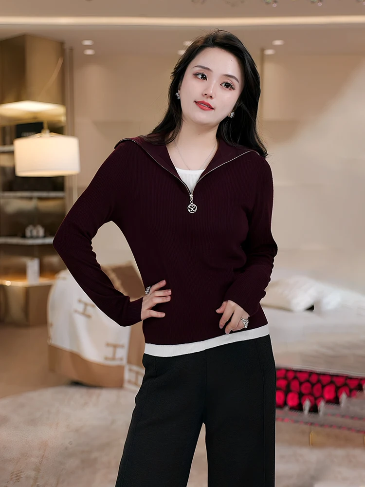 

Женская трикотажная кофта из смесовой шерсти с эффектом двухслойности, новинка весна-осень, повседневная внутренняя одежда