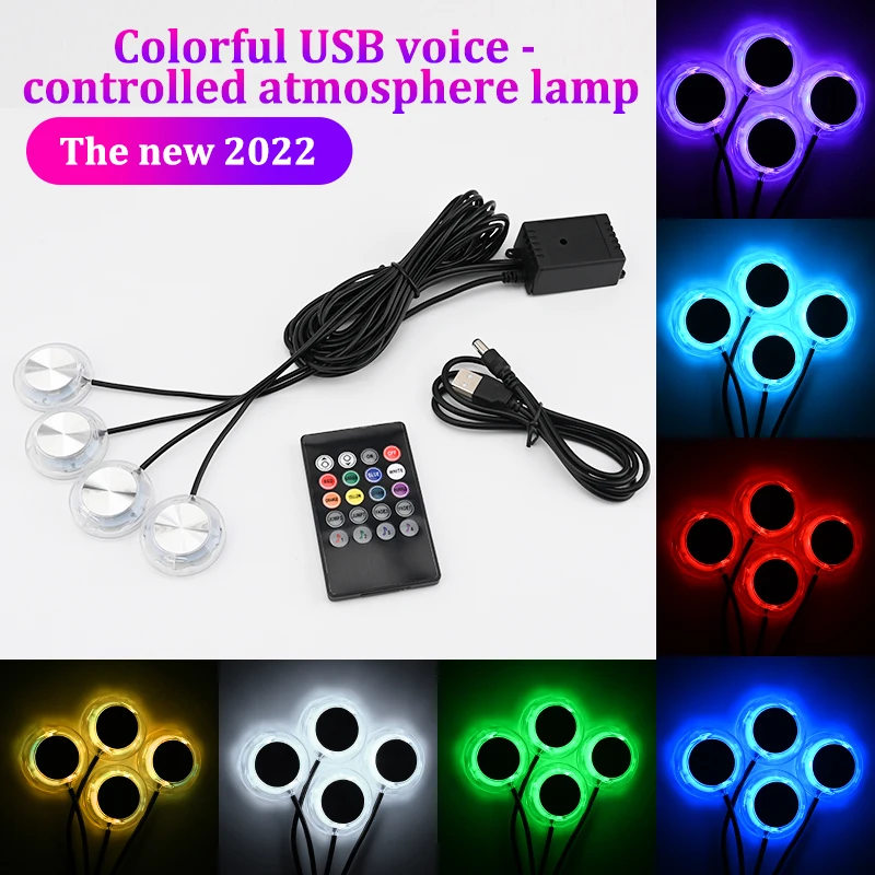 New led rgb Car Interior Backlight Ambient Mood Foot Light With USB Lighter Decorative Atmosphere Lamp Auto Accessories 12v