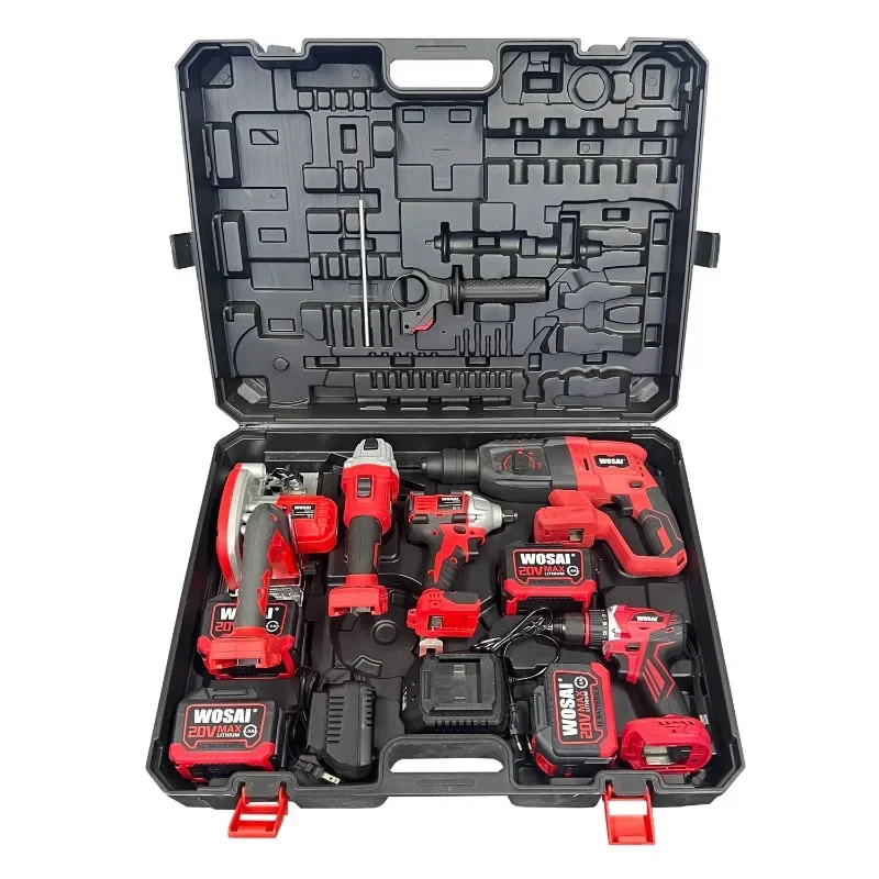 Factory Price Popular 20V Power Tools Kits Combo Cordless Impact Wrench Angle Grinder Hammer Drill Set Electric Tool Kit