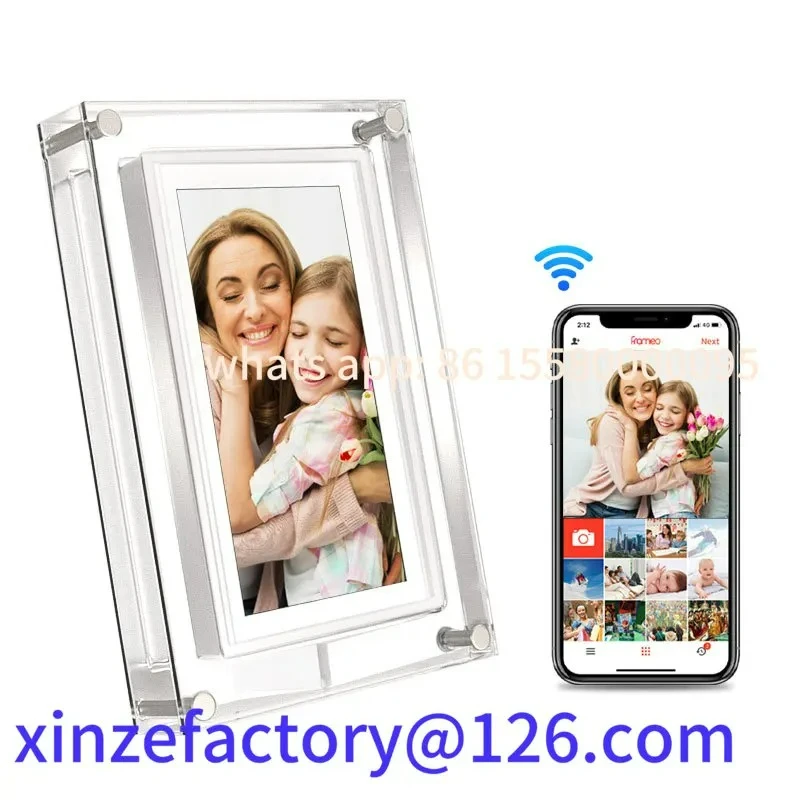 إطار صورة رقمي واي فاي مقاس 5 بوصات قابل للتخصيص 1280 * 720 IPS HD Cloud إطار صور رقمي ذكي