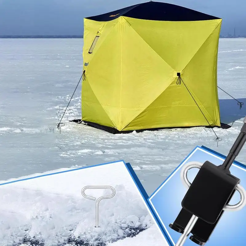 Ice Fishing Shelter Anchor Adapter Shaft Ice Stake Ground Ice Auger Ice Fishing Accessories For Threaded Tent Peg Easy Setting