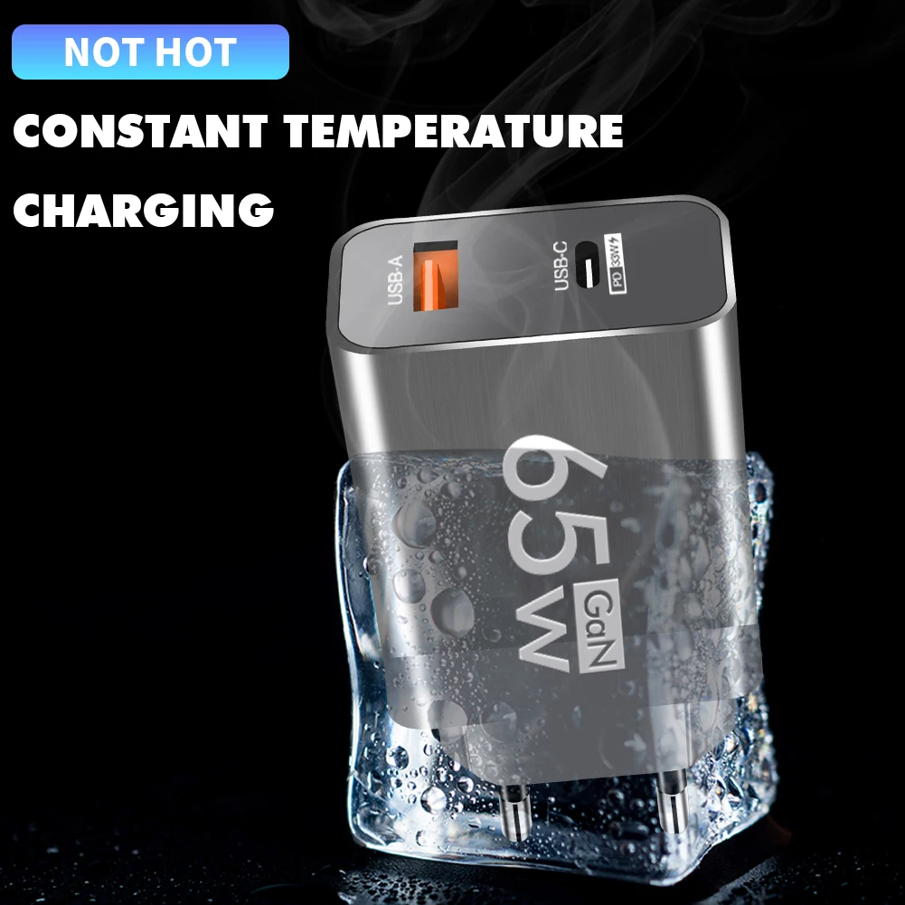 Зарядное устройство GaN USB 65 Вт Зарядное устройство для быстрой зарядки PD Type C Quick Charge3.0 Адаптер для iPhone Xiaomi 14 Samsung Huawei Настенное зарядное устройство для телефона