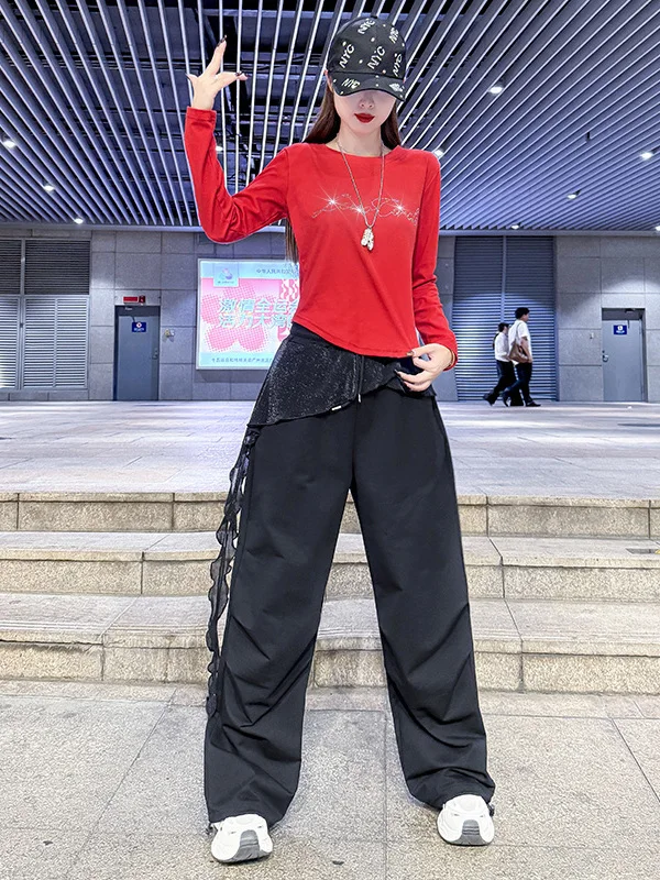 Pure Cotton Fitness Dance Costume Long Sleeve Sportswear Square Dance Outfit Ghost Step Dance Clothes Women's Ethnic Fashion