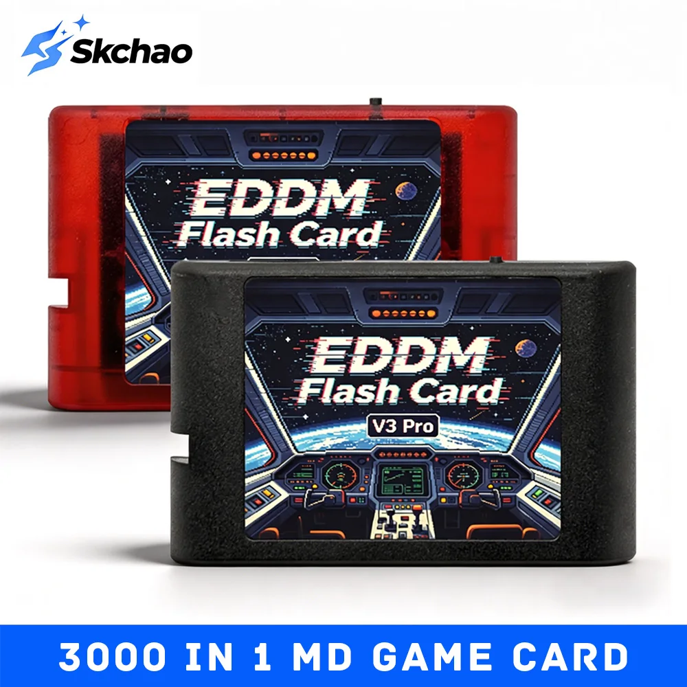 New EDMD FlashCard 3000 in 1 MD V3 Pro Game Cartridges For SEGA Genesis Mage Drive 16Bit Video Game Console Free With 4G TF Card