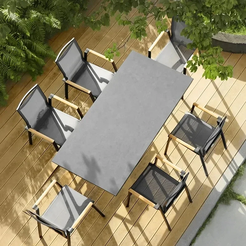 

Outdoor Furniture Aluminum Garden Dining Set Simplicity Style Design of Dining Tables and Chairs Set