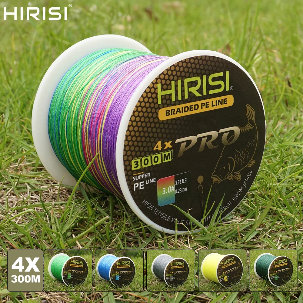 Hirisi Carp Fishing Line 300M Braided PE Line 4 Strands 15-50LB Multifilament Fishing Line Smooth Fishing Accessories