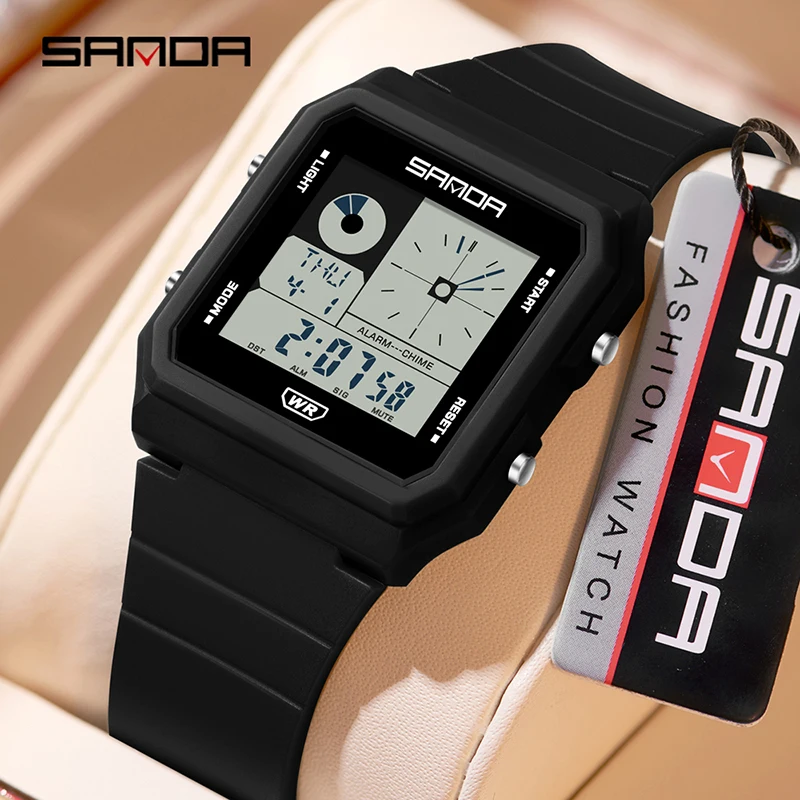 SANDA 2216 Fashion Electronic Watch Multifunction Alarm Clock Luminous Calendar Waterproof Sports Casual Student Digital Watches