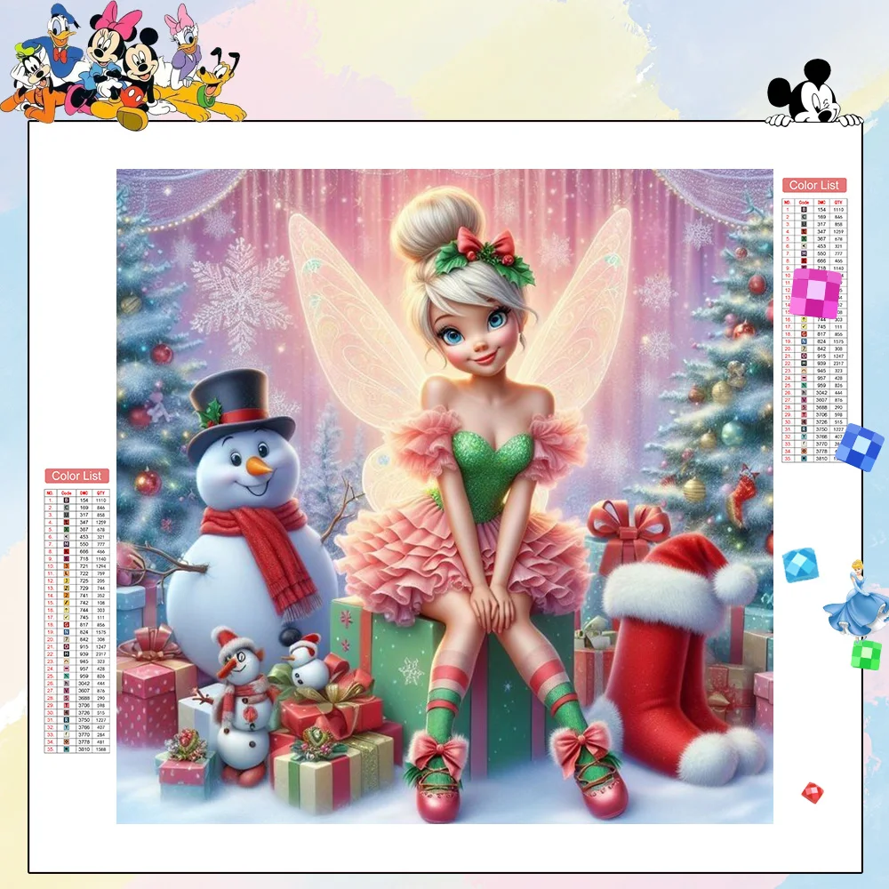 

Disney Full Diamond Painting Princess Tinker Bell Hobby Creative Kit Full Square Round Drill Diamond Mosaic Snowman Christmas