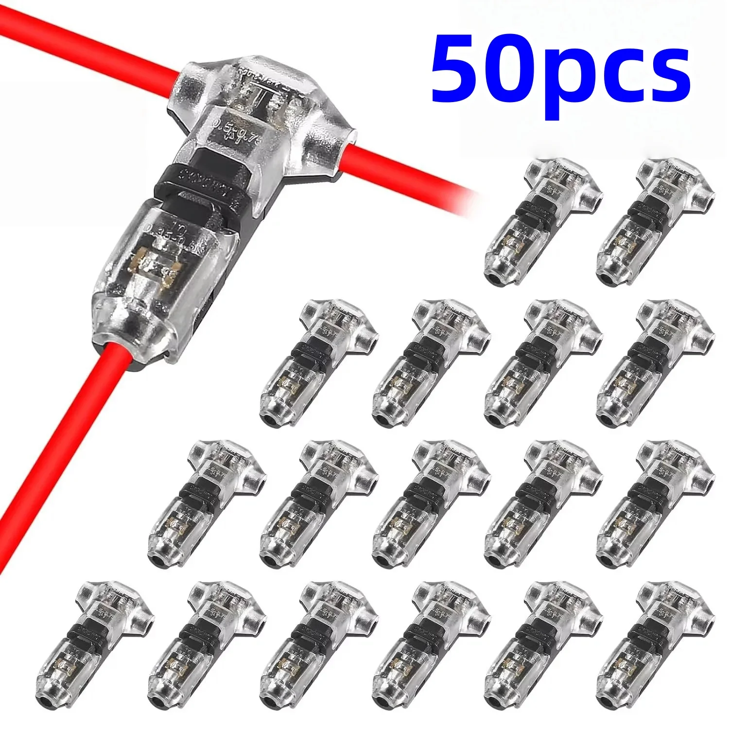 10/20/50Pcs T1 Quick Connect Wire Connectors 1 pin Low Voltage Wire Connector,Quick Solderless Wire Splice Connector,Connectors