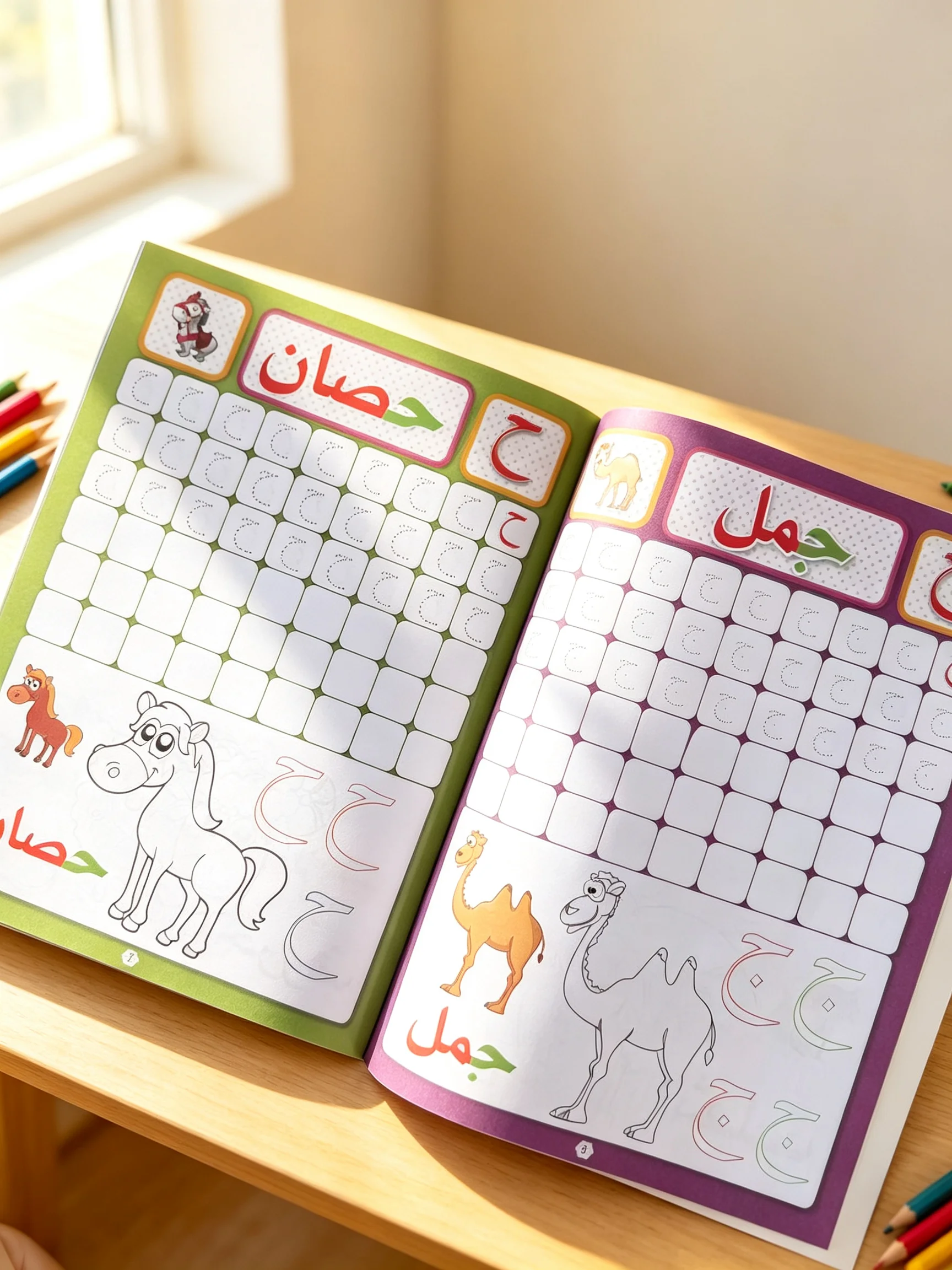 32-Page Arabic Vocabulary Writing Workbook, Letter Tracing Book, Educational Stationery and Learning Supplies