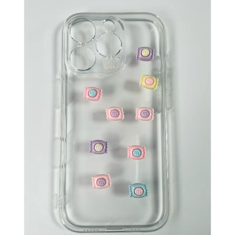 40Pcs 3D Kawaii Cartoon M Candy Macaron Color Music Note Bow Cute French Arylic Coffin Nail Art Junk Case Decoration Charms