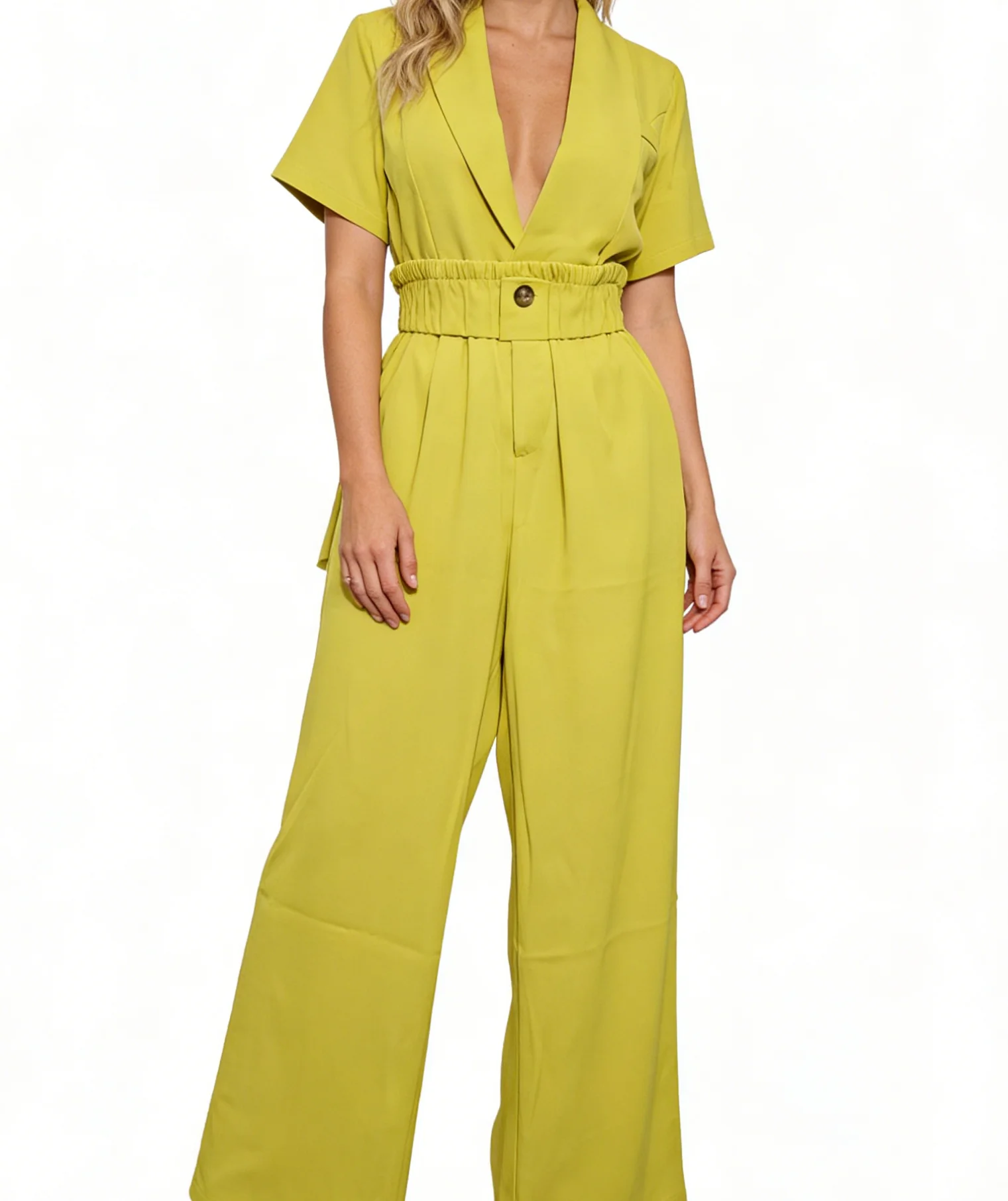 

2025 Summer New Fashionable European and American Style Suit V-neck Top with Tie Fit and Loose Waist-GZXX211