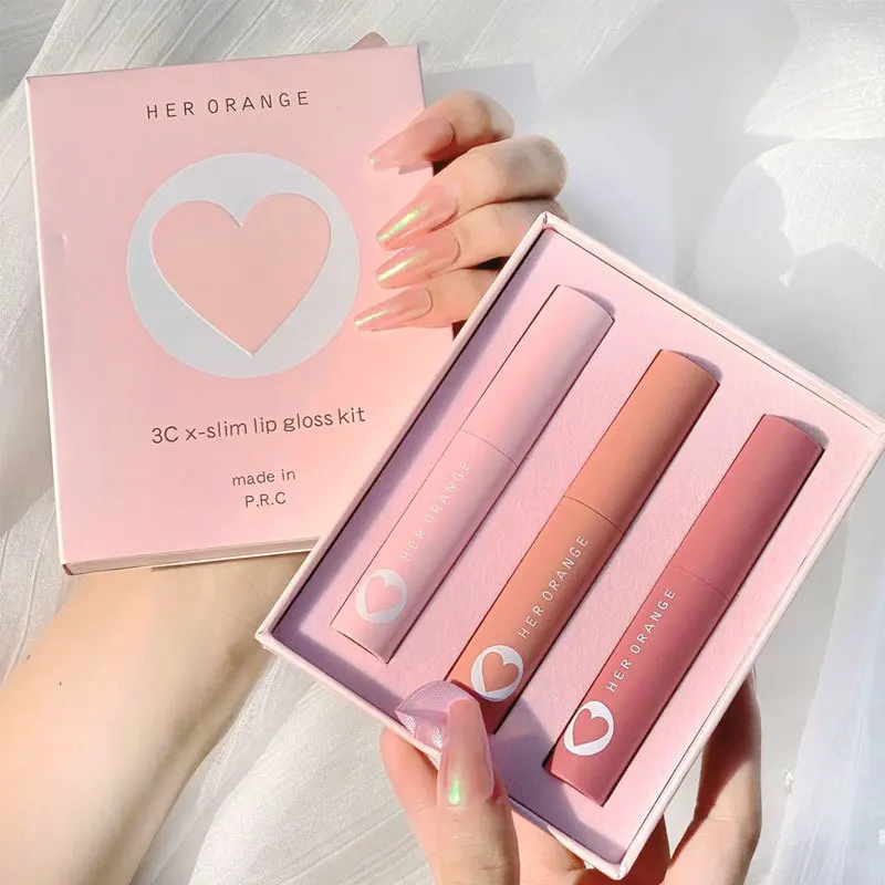 LEKGAVD Love Heart Velvet Lip Glaze ชุด Moisturize ลิปกลอส Waterproof Long-Lasting Liquid ลิปสติก Lip Tint เครื่องสำอางค์