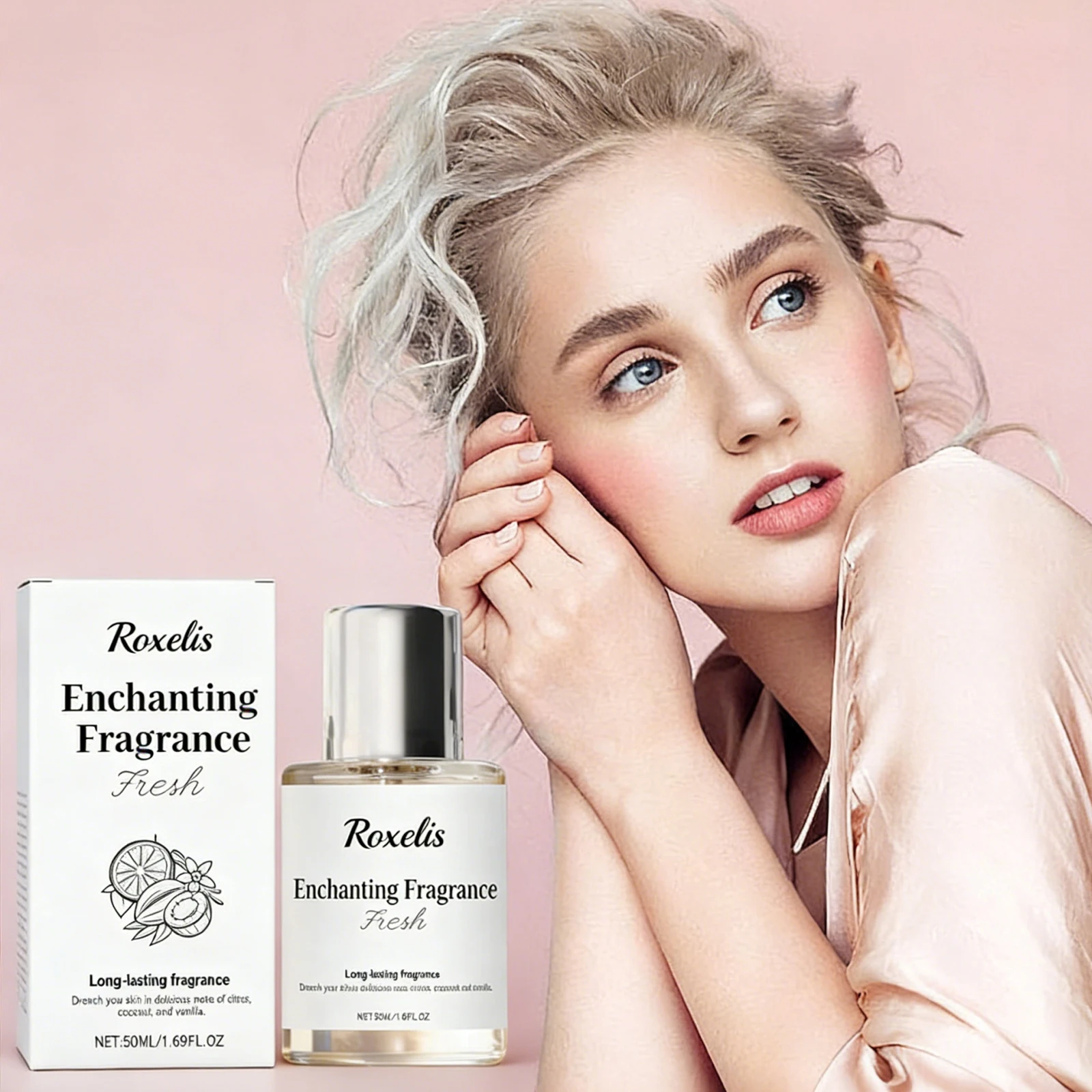 

Roxelis 50ml Citrus Floral Fragrance Perfume features natural fresh elegant romantic aroma portable design perfect for daily